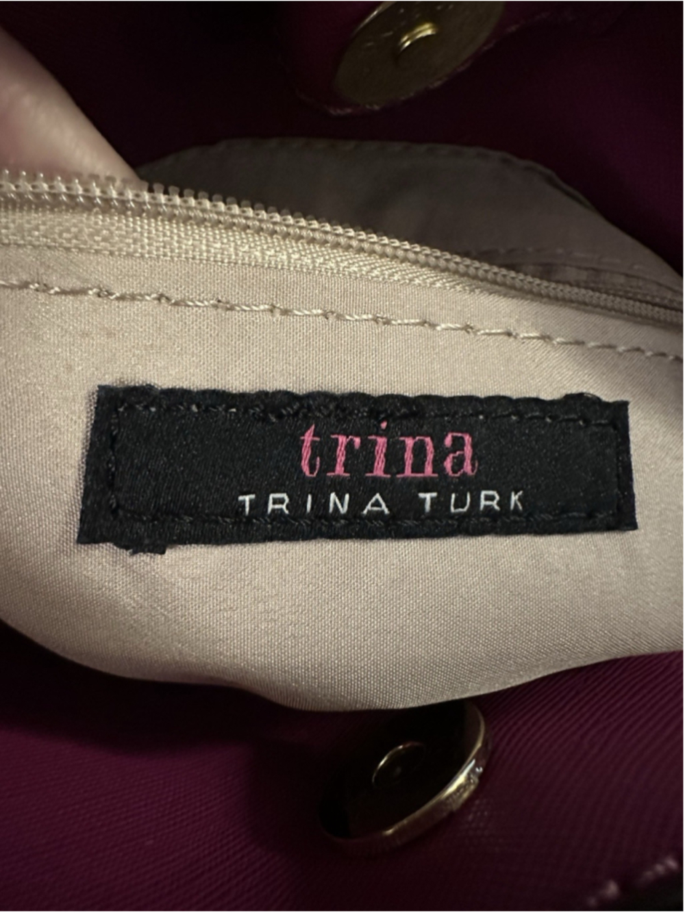 Trina Turk Magenta Tote Satchel Handbag w/ Hanging Coin Purse - Picture 9 of 9